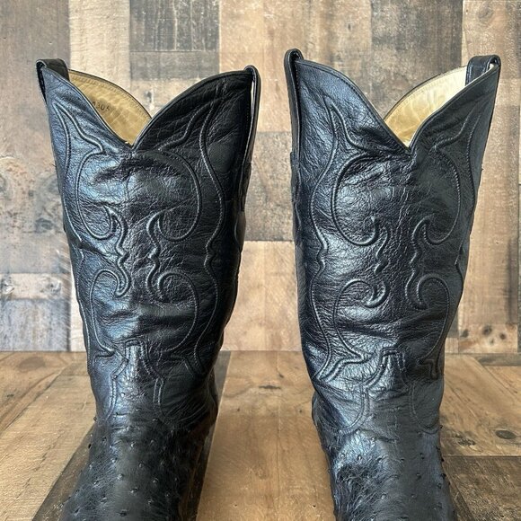 Los Altos Black Full Quill Ostrich Western Cowboy Boots Mens 13 D - Picture 10 of 12